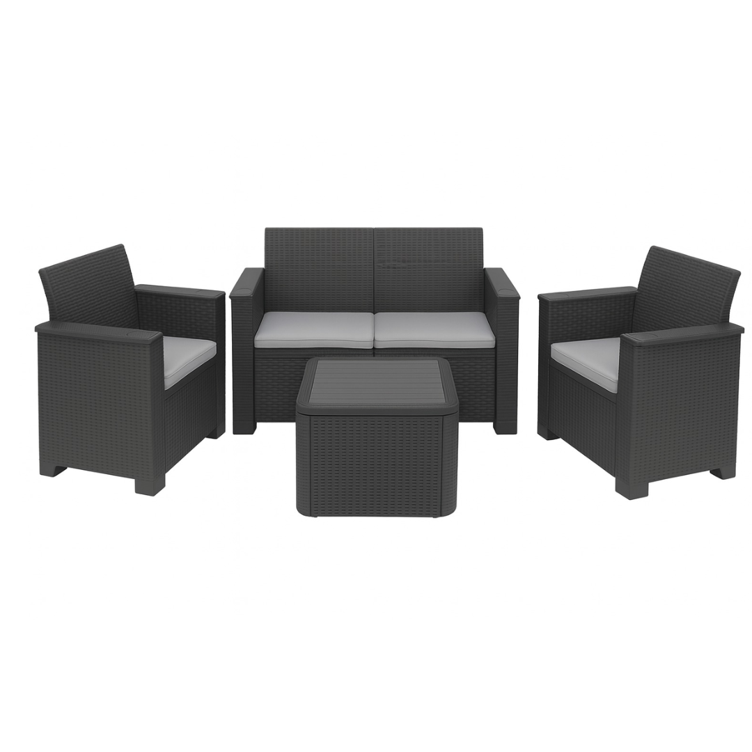 Jabulani 4-Piece Rattan Patio Set with Cushions