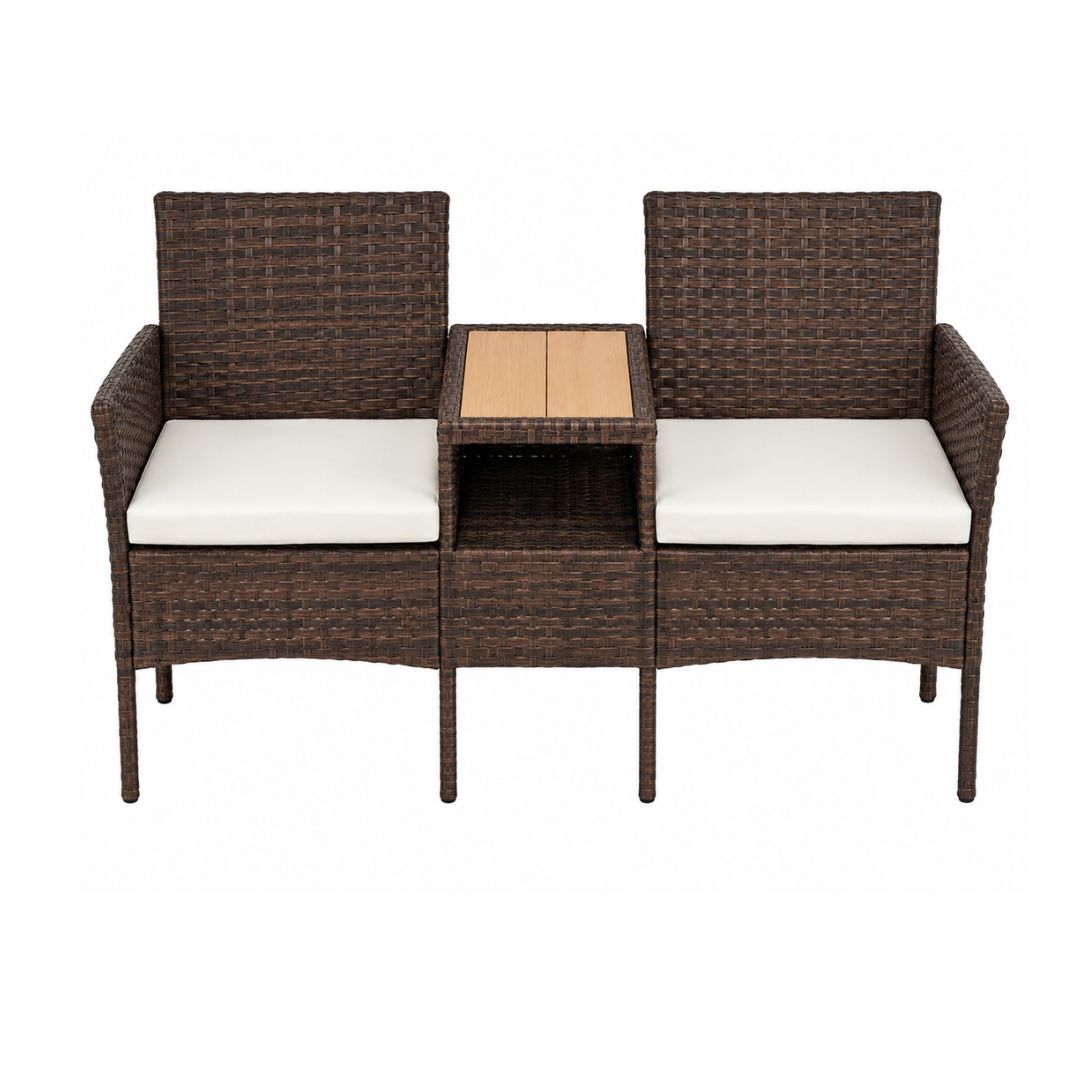 2-Seater Outdoor Loveseat with Centre Table