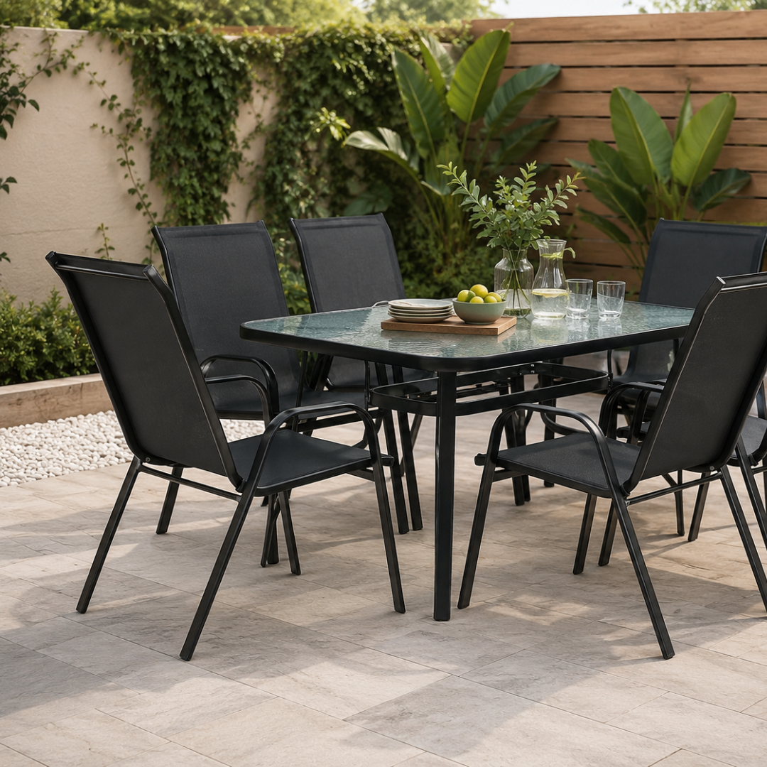 6-Seater Outdoor Glass Dining Set