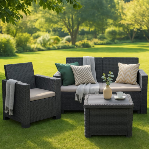 Jabulani 4-Piece Rattan Patio Set with Cushions
