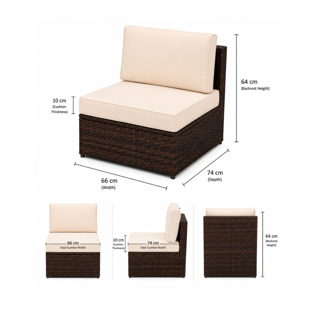 Nova 4-Seater Modular Rattan Patio Set with Glass Coffee Table & Cushions