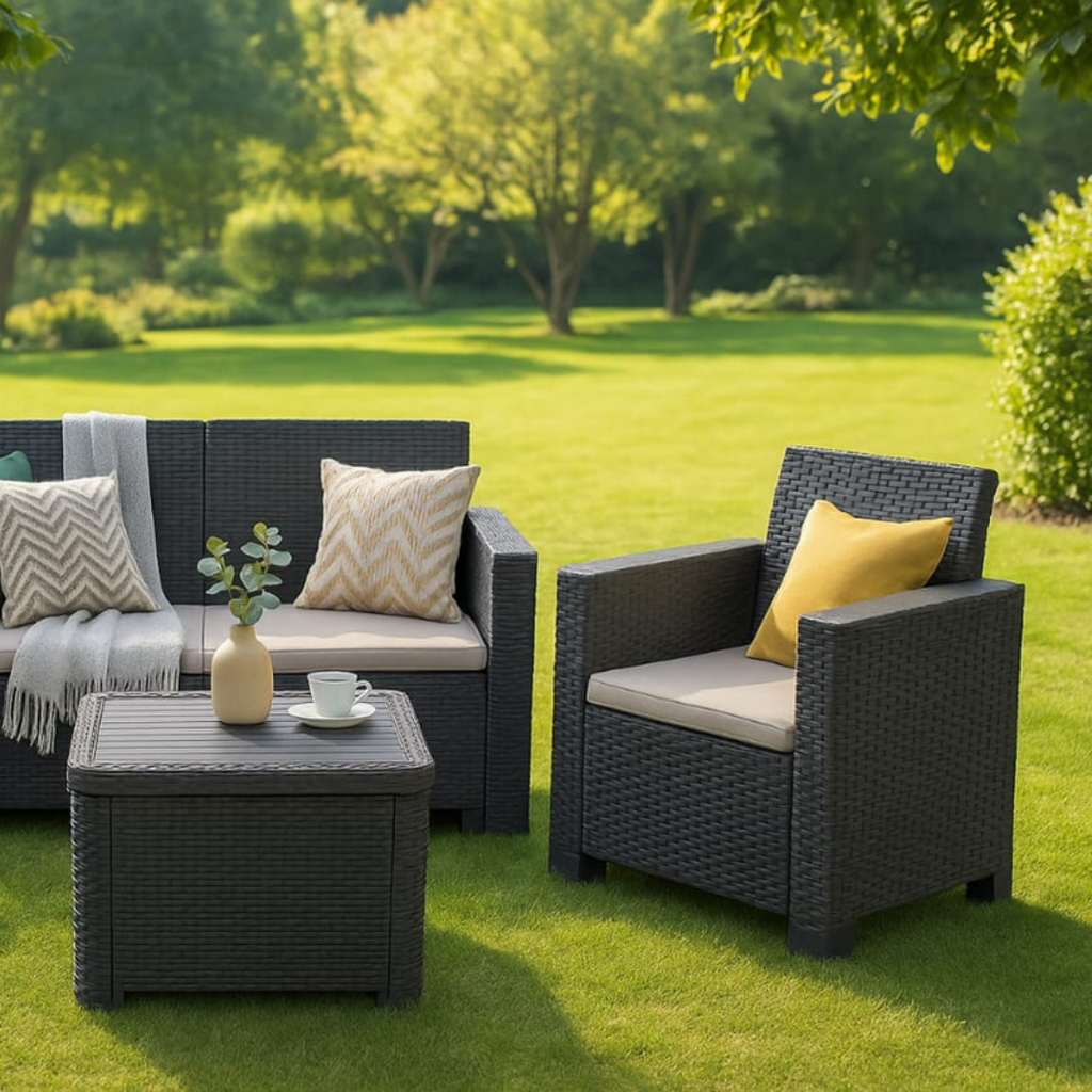 Jabulani 4-Piece Rattan Patio Set with Cushions