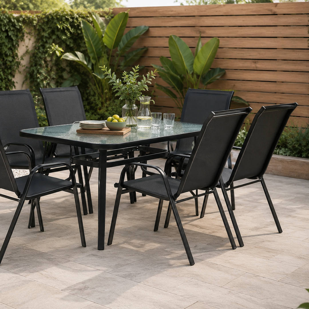 6-Seater Outdoor Glass Dining Set