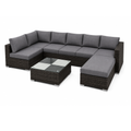 Nova 7-Seater Modular Rattan Patio Set with Glass Coffee Table and Cushions