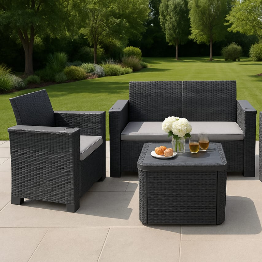 Jabulani 4-Piece Rattan Patio Set with Cushions