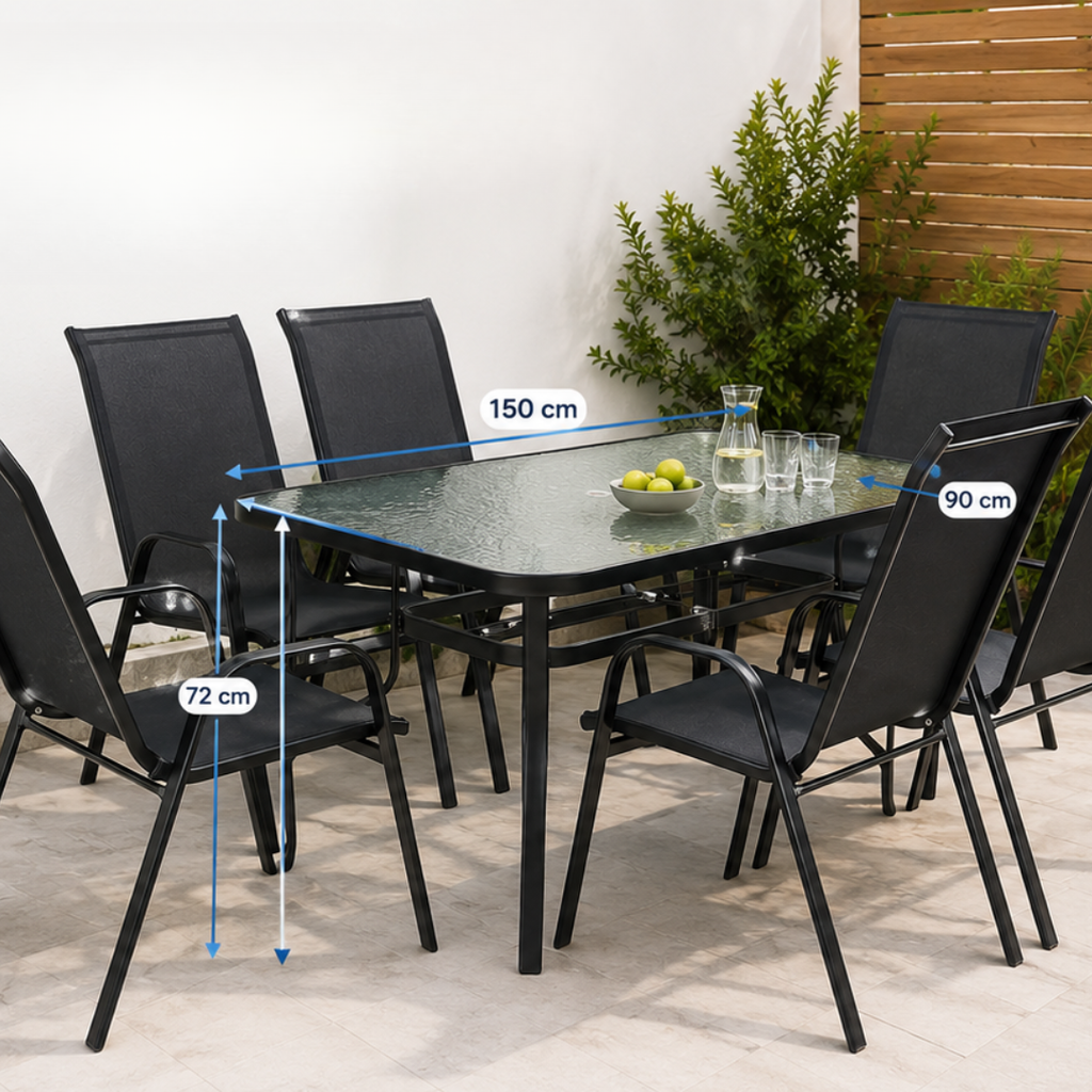 6-Seater Outdoor Glass Dining Set
