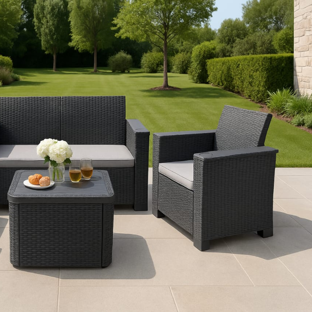 Jabulani 4-Piece Rattan Patio Set with Cushions