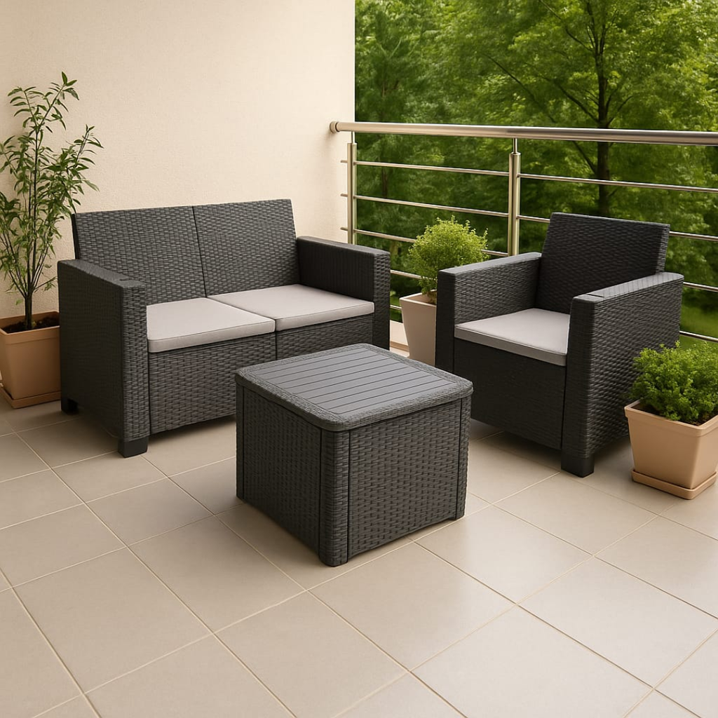 Jabulani 4-Piece Rattan Patio Set with Cushions