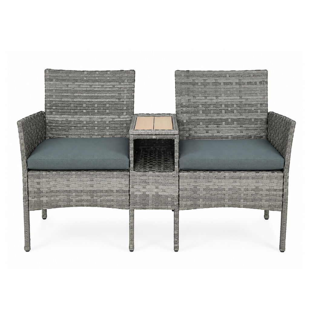 2-Seater Outdoor Loveseat with Centre Table