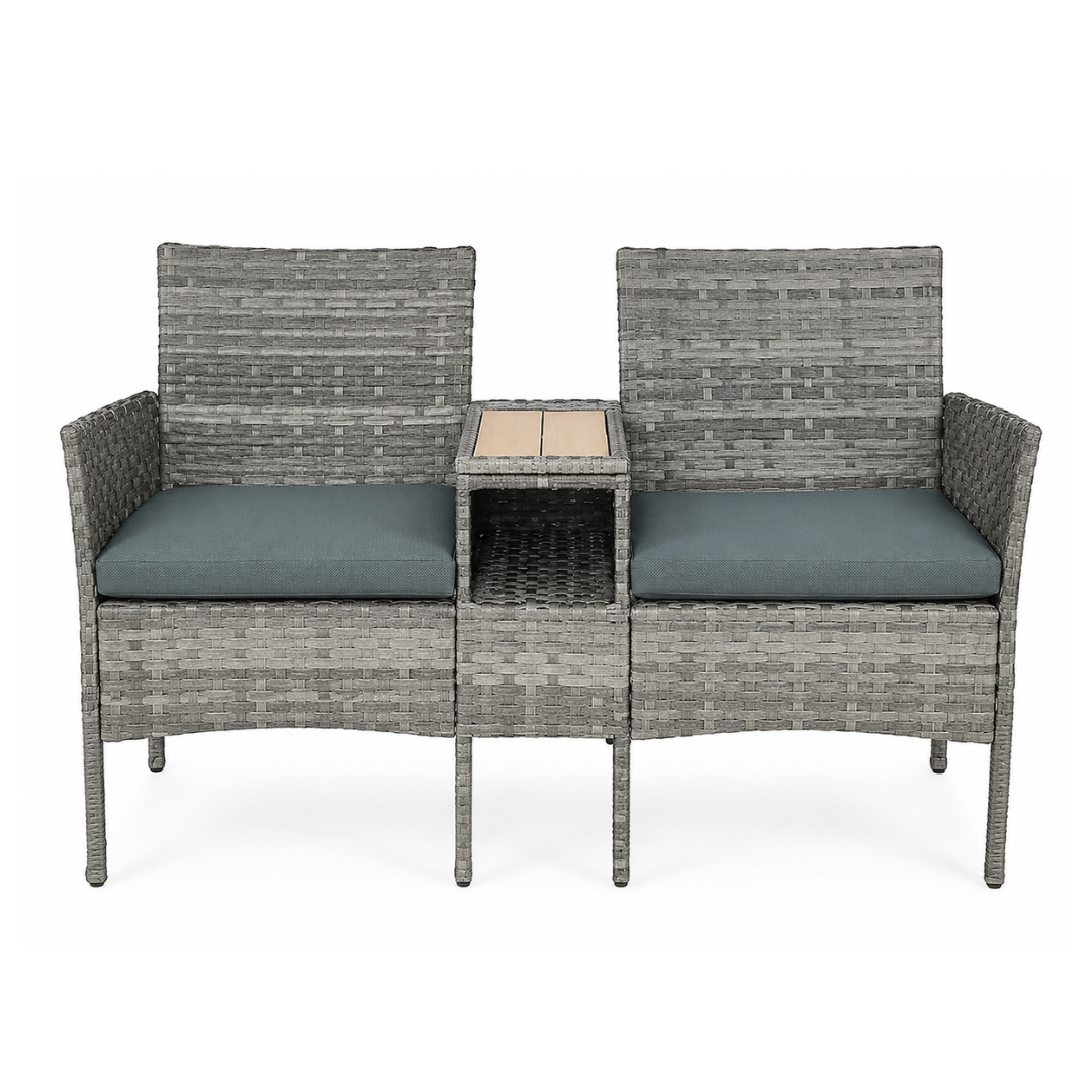2-Seater Outdoor Loveseat with Centre Table