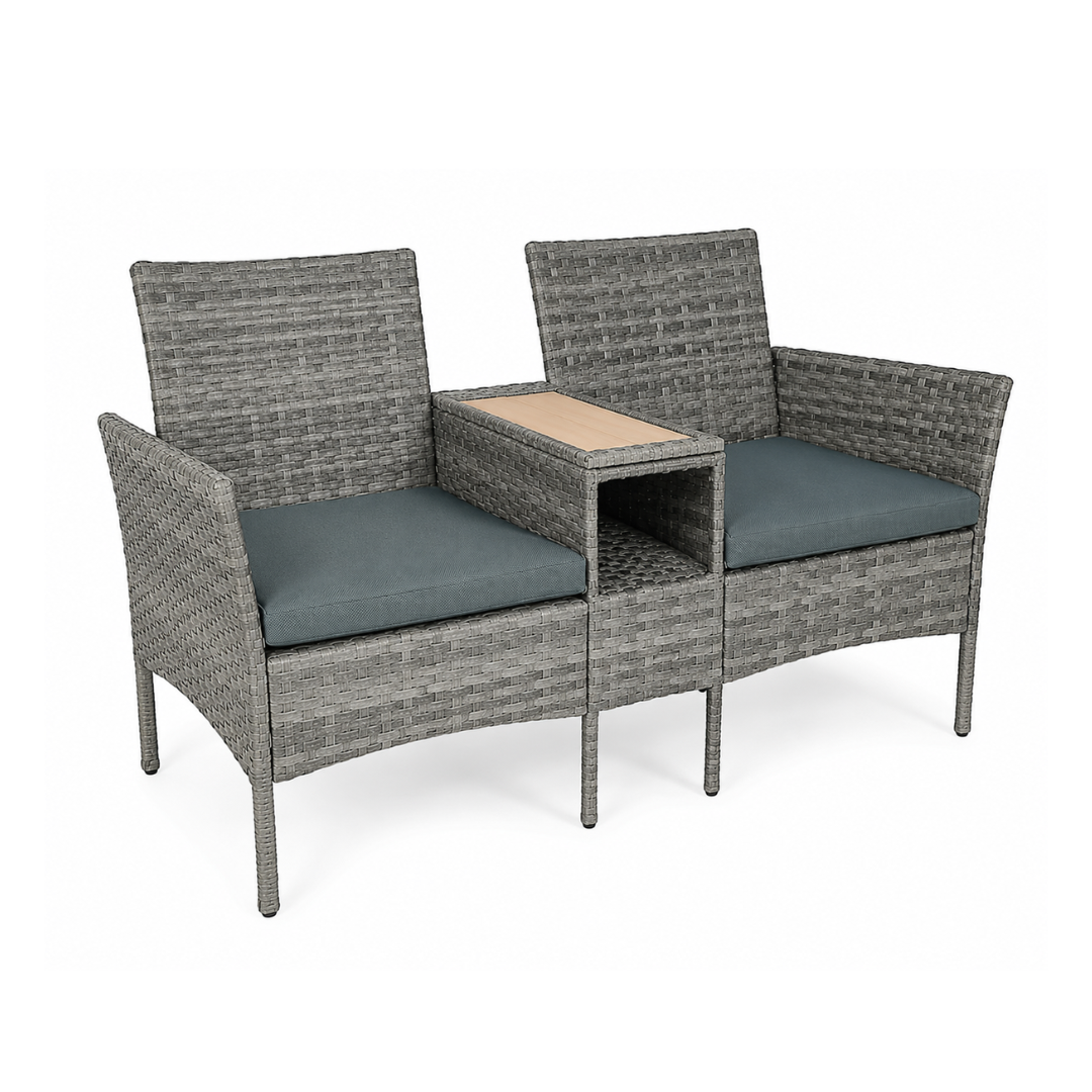 2-Seater Outdoor Loveseat with Centre Table