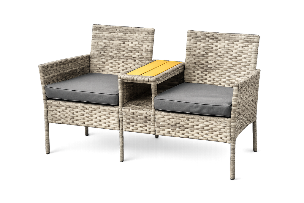2-Seater Outdoor Loveseat with Centre Table